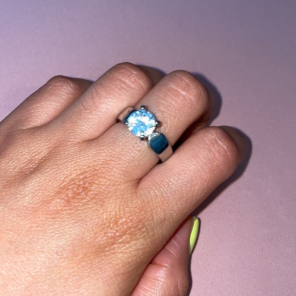 Gorgeous Promise Silver with white crystal Ring Sz 6.75 - Picture 3 of 8